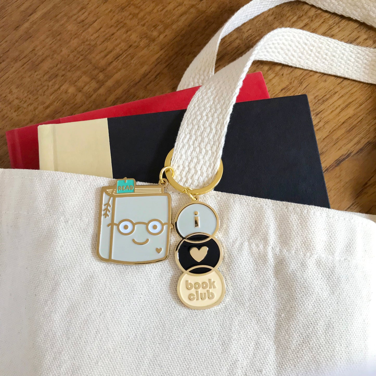 Book Club Enamel Keychain