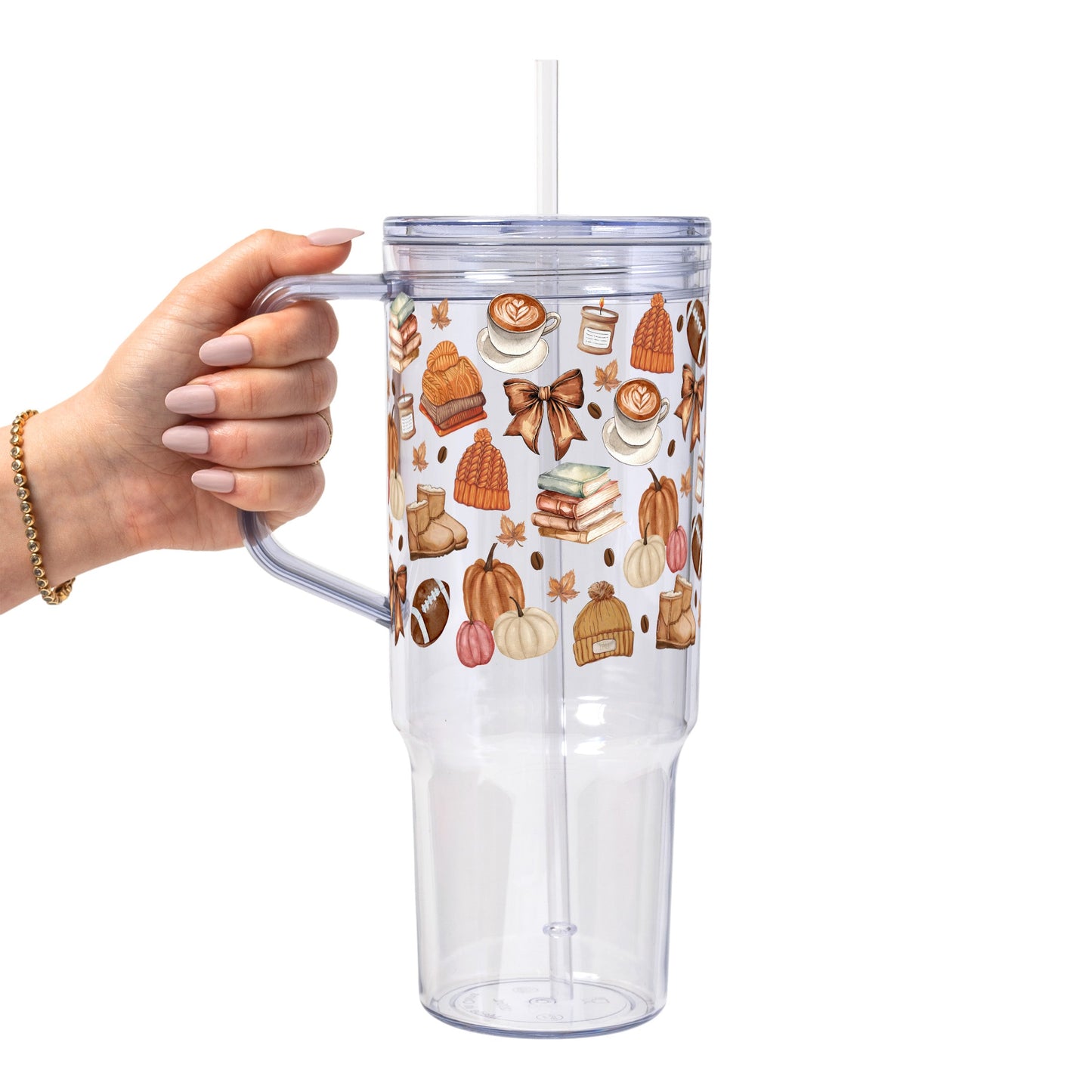 Pumpkin Spice Fall Glass Cup, Mug & Tumbler with Lid and Straw