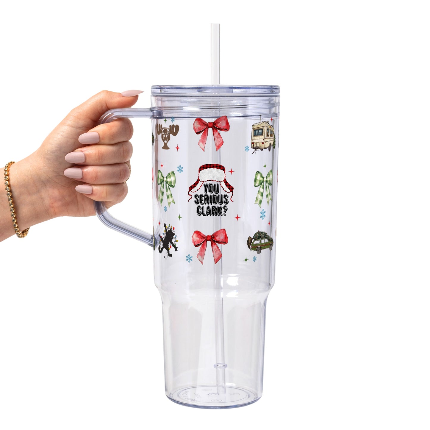 Cozy Christmas Vibes Glass Cup, Mug & Tumbler with Lid and Straw