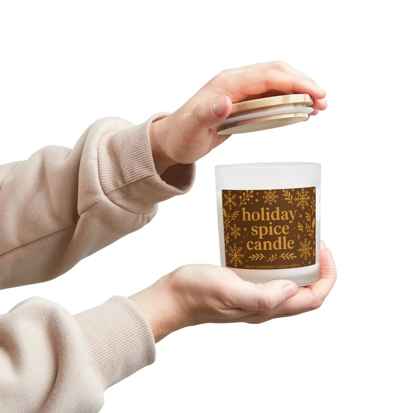 Frosted Spice Soy Candle – Wooden Wick Crackle - Dipaliz