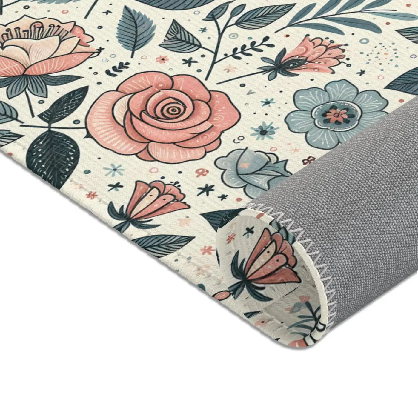 Pastel Rose Flower Area Rugs – Polyester Chenille - Dipaliz