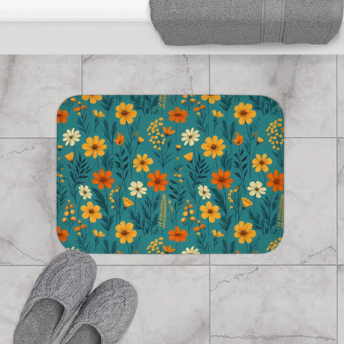 Wildflower Vibes Bath Mat – Non Slip Microfiber - Dipaliz