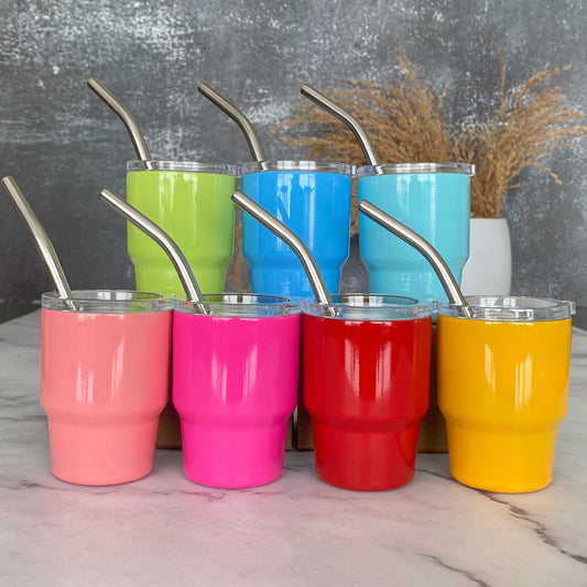 Mini Stainless Steel Tumbler with Straw