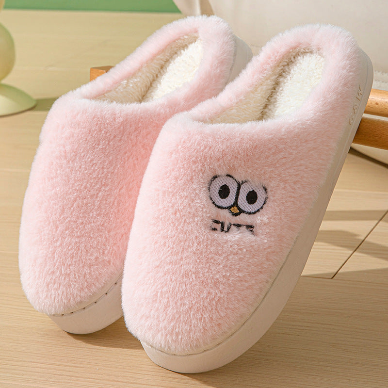 Cute Cartoon Big Eyes Slippers - Winter Warm Plush House Shoes for Women & Men