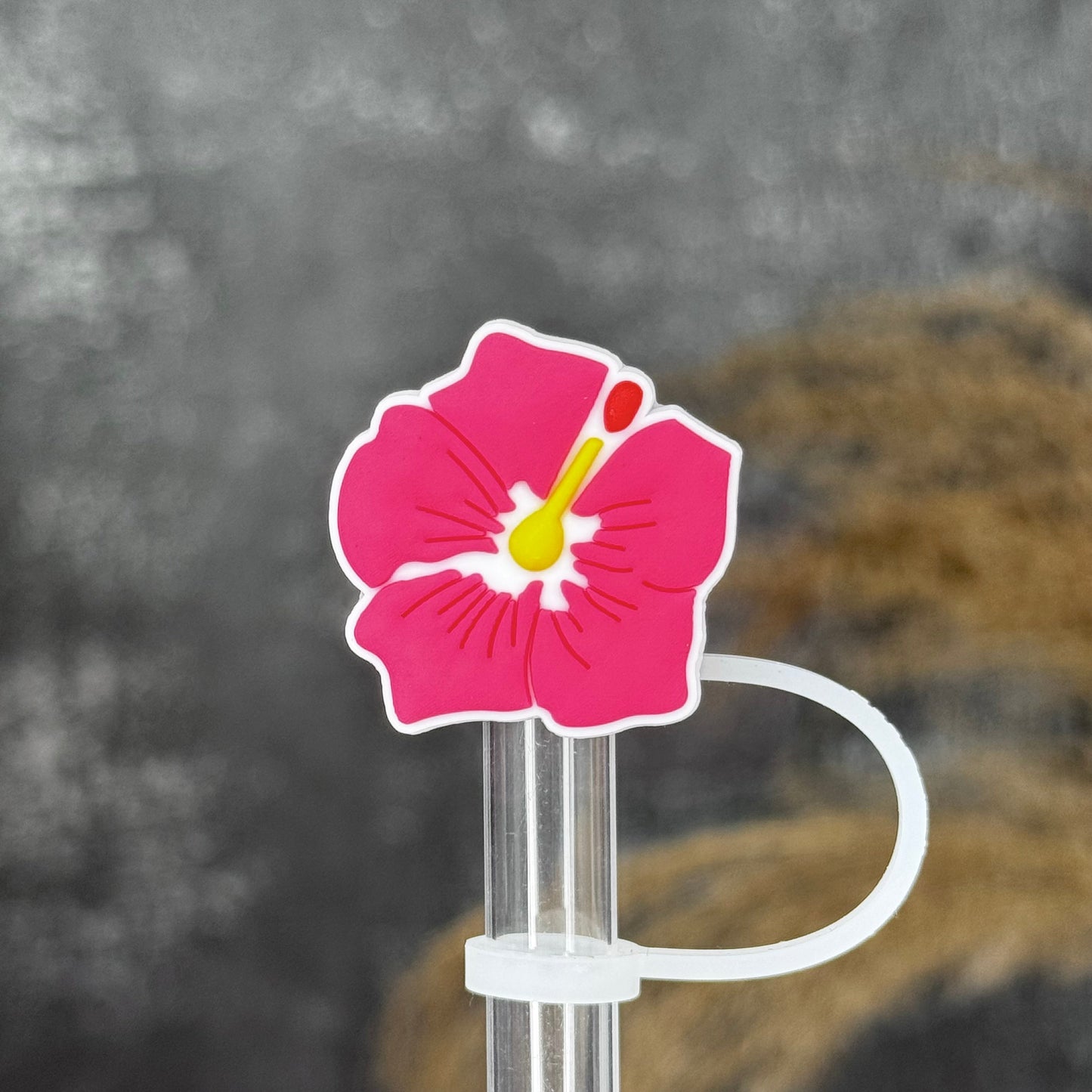 Hibiscus Straw Topper pink
