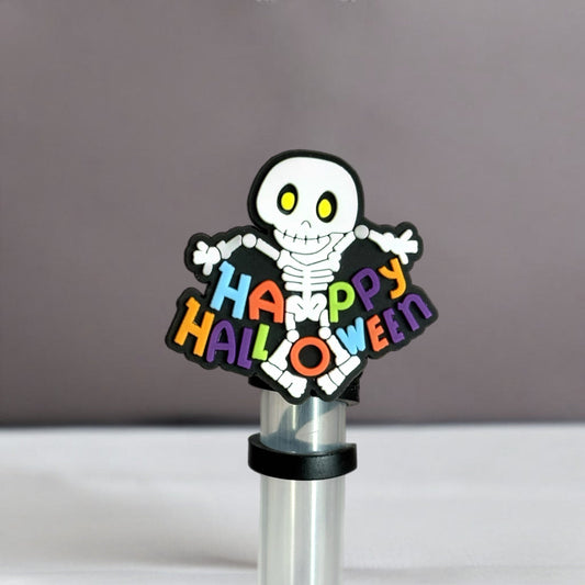 Happy Halloween Skeleton Straw Topper