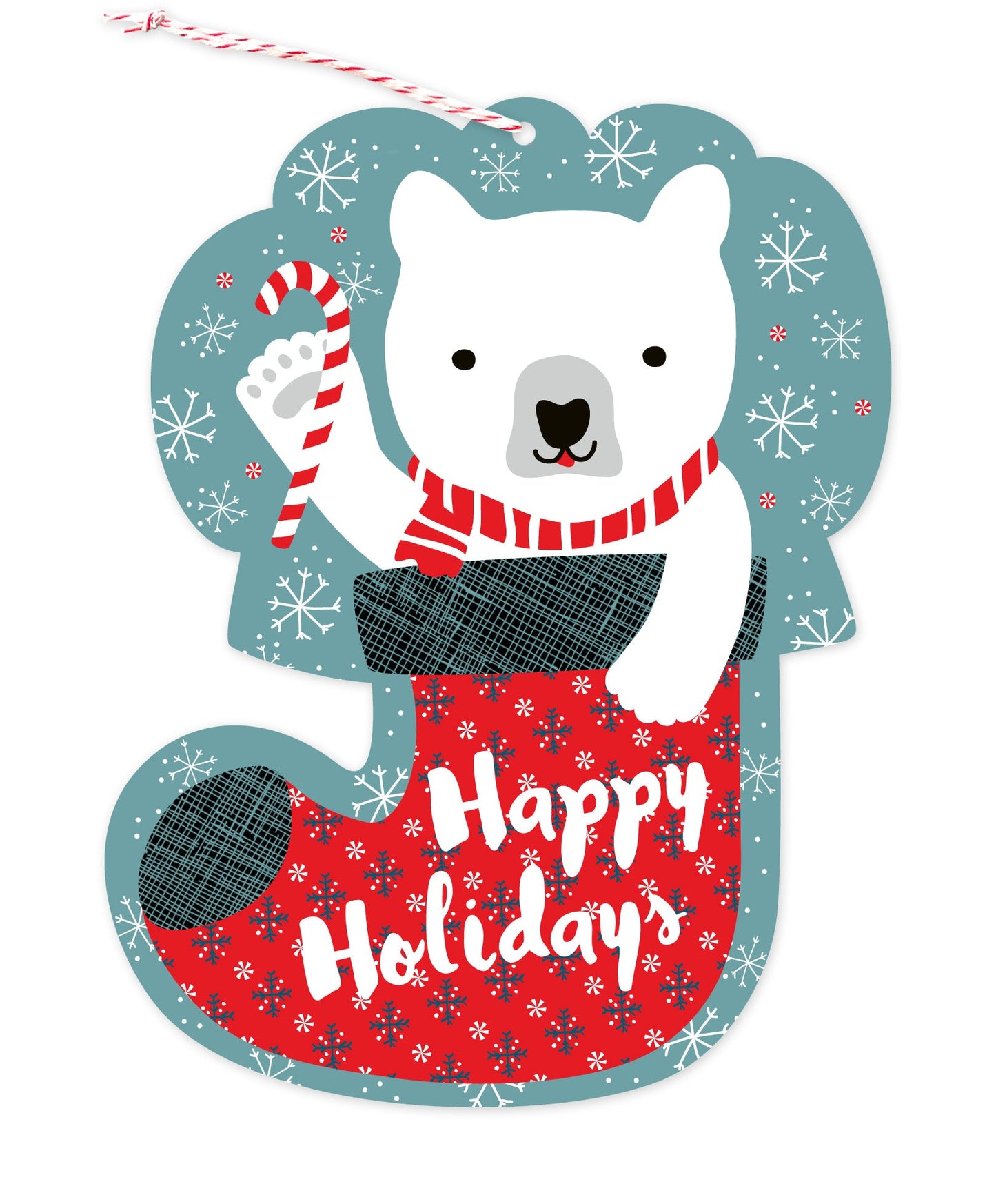 Bear Stocking Custom Holiday Ornament Card - Wood or Paper