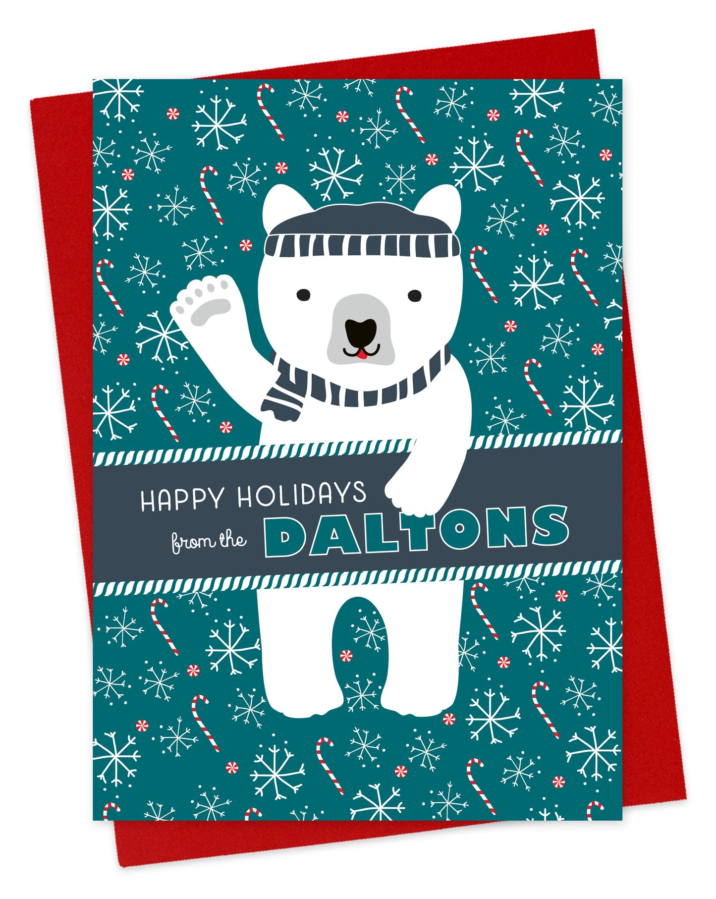 Beanie Bear Custom Holiday Card - Wood or Paper