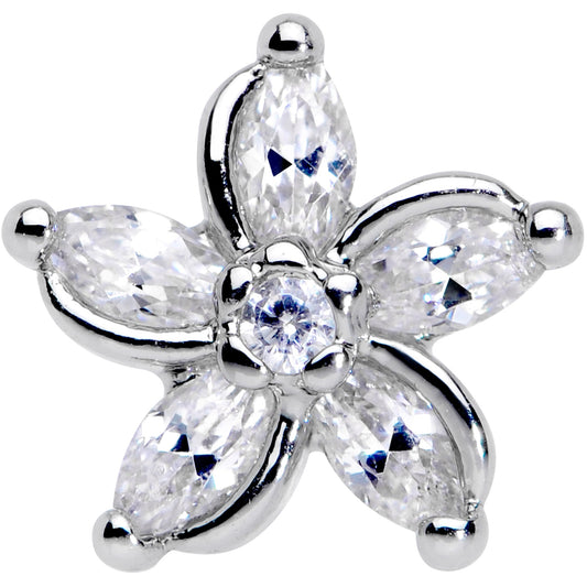 16G 1/4 Clear Gem Pretty Petals Flower Cartilage Tragus Earring