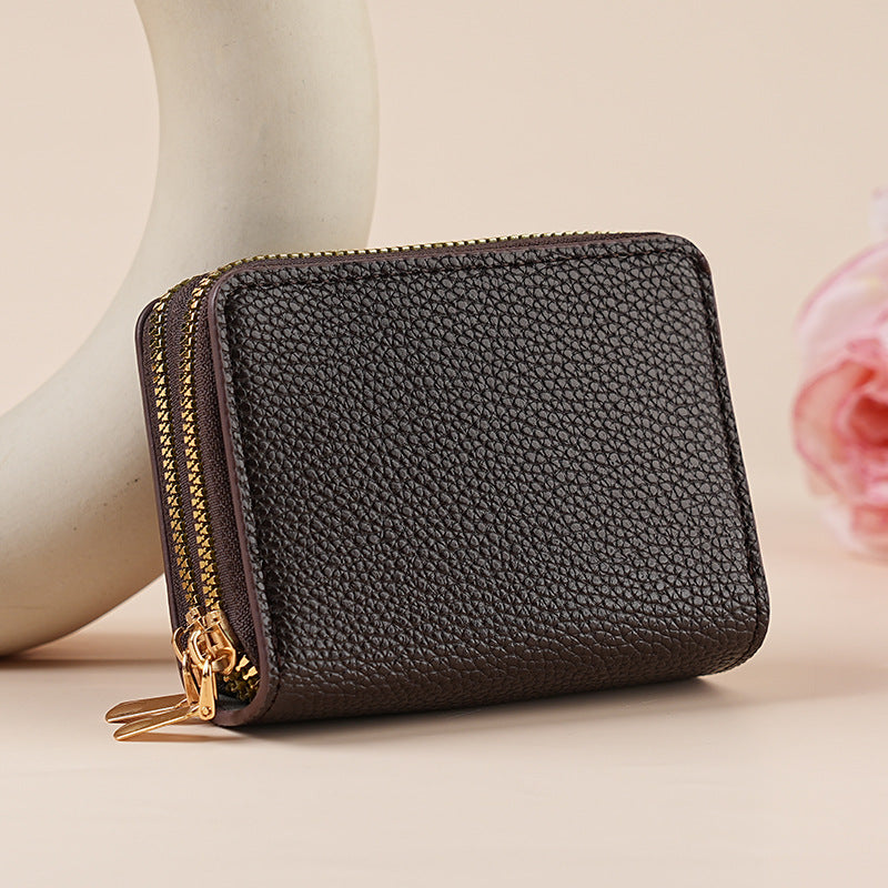 Women's PU Leather Clutch Wallet – Dual Zipper & Multiple Card Slots