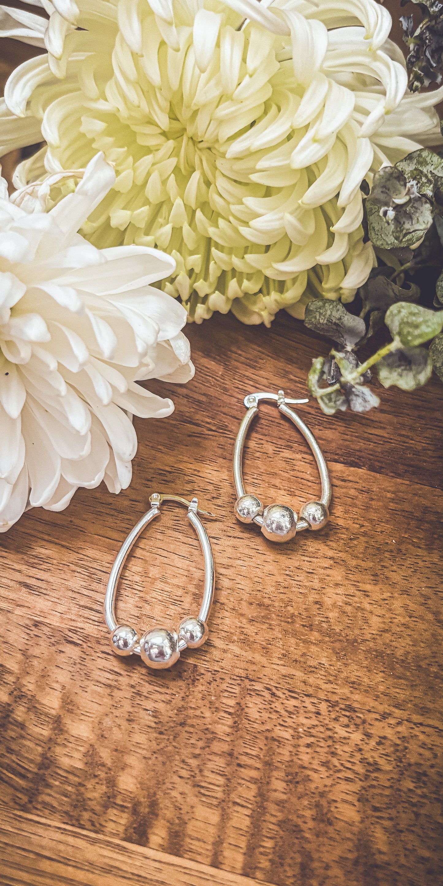 Beautiful Silver Hoop and Bauble Earrings