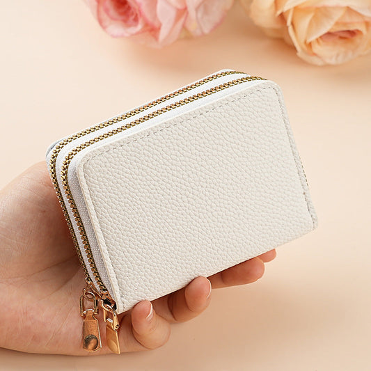 Women's PU Leather Clutch Wallet – Dual Zipper & Multiple Card Slots