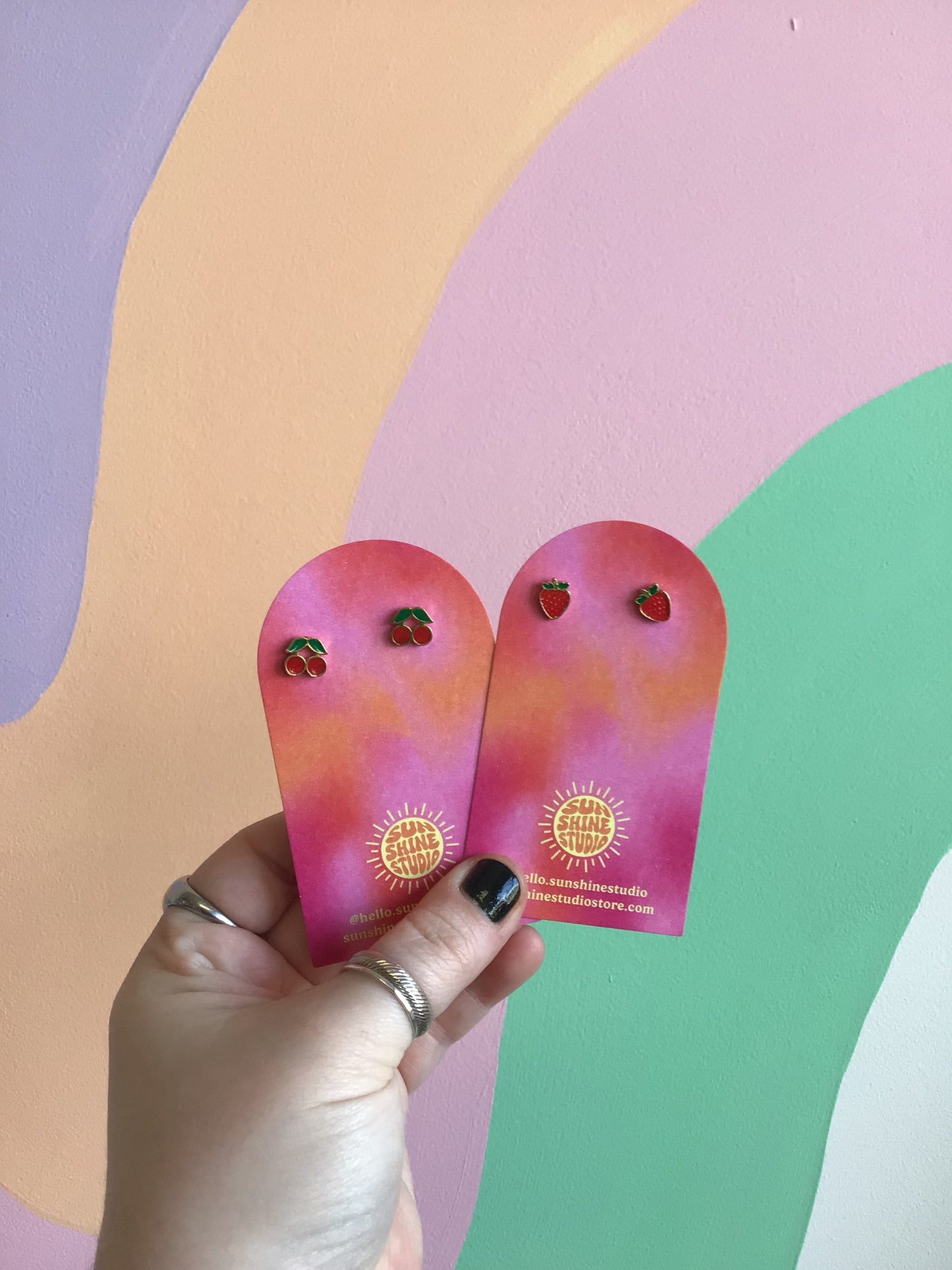Tiny Fruit Enamel Earrings