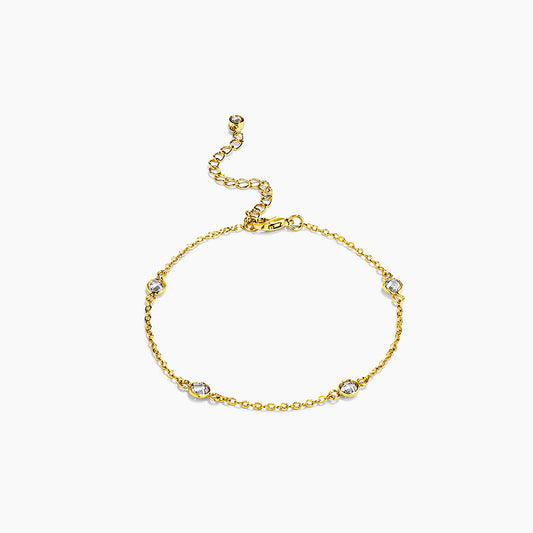 1ct Gold Plated Clear CZ Round Bezel Saturn
