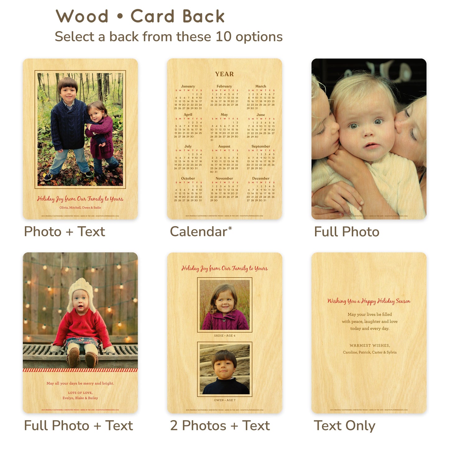 Beanie Bear Custom Holiday Card - Wood or Paper