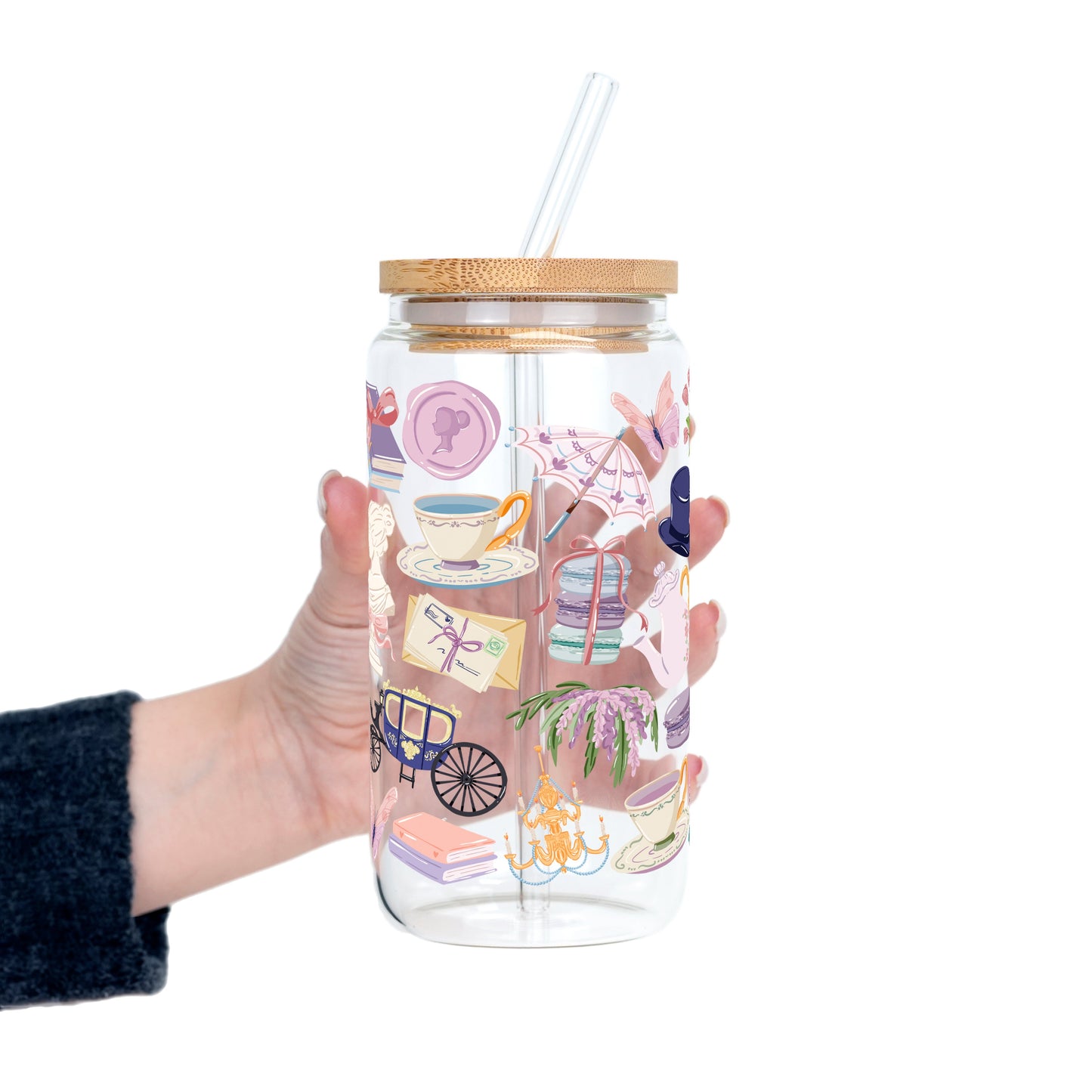Regency Book Girl Glass Cup, Mug & Tumbler with Lid and Straw