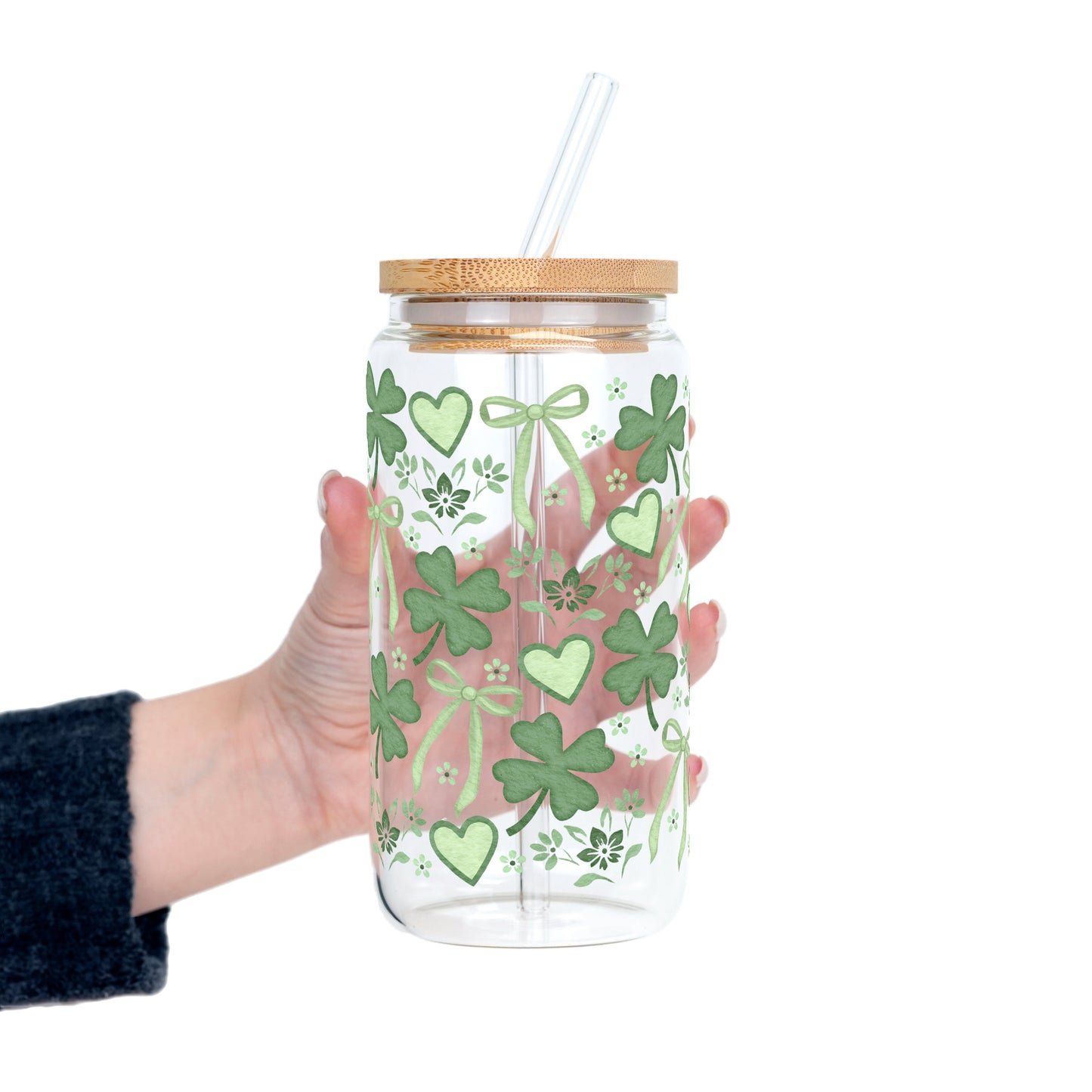 St Patricks Day Minimal Cutie Glass Cup, Mug & Tumbler with Lid and Straw