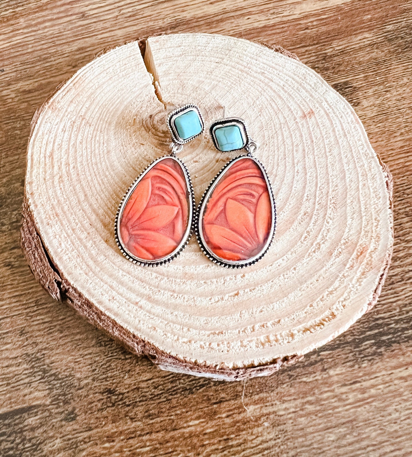 Beautiful Turquoise and Resin Earrings