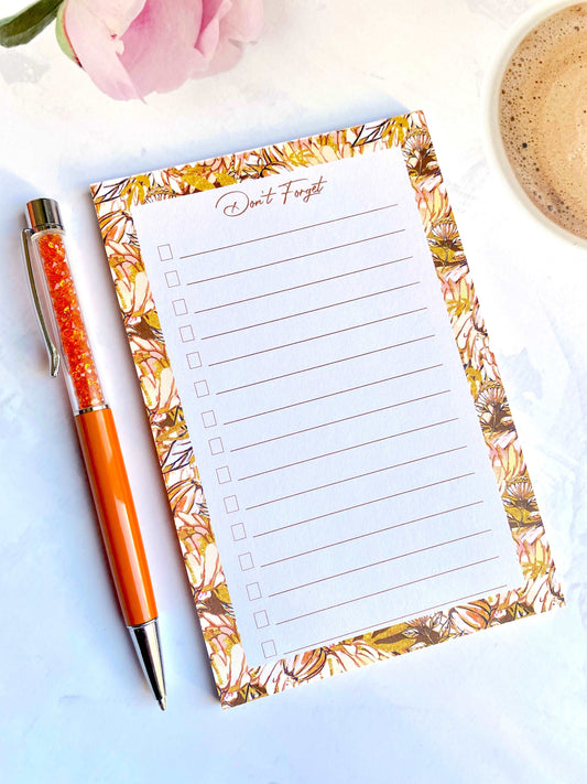 Autumn Fall Leaves Checklist Notepad Memo Sticky Notes