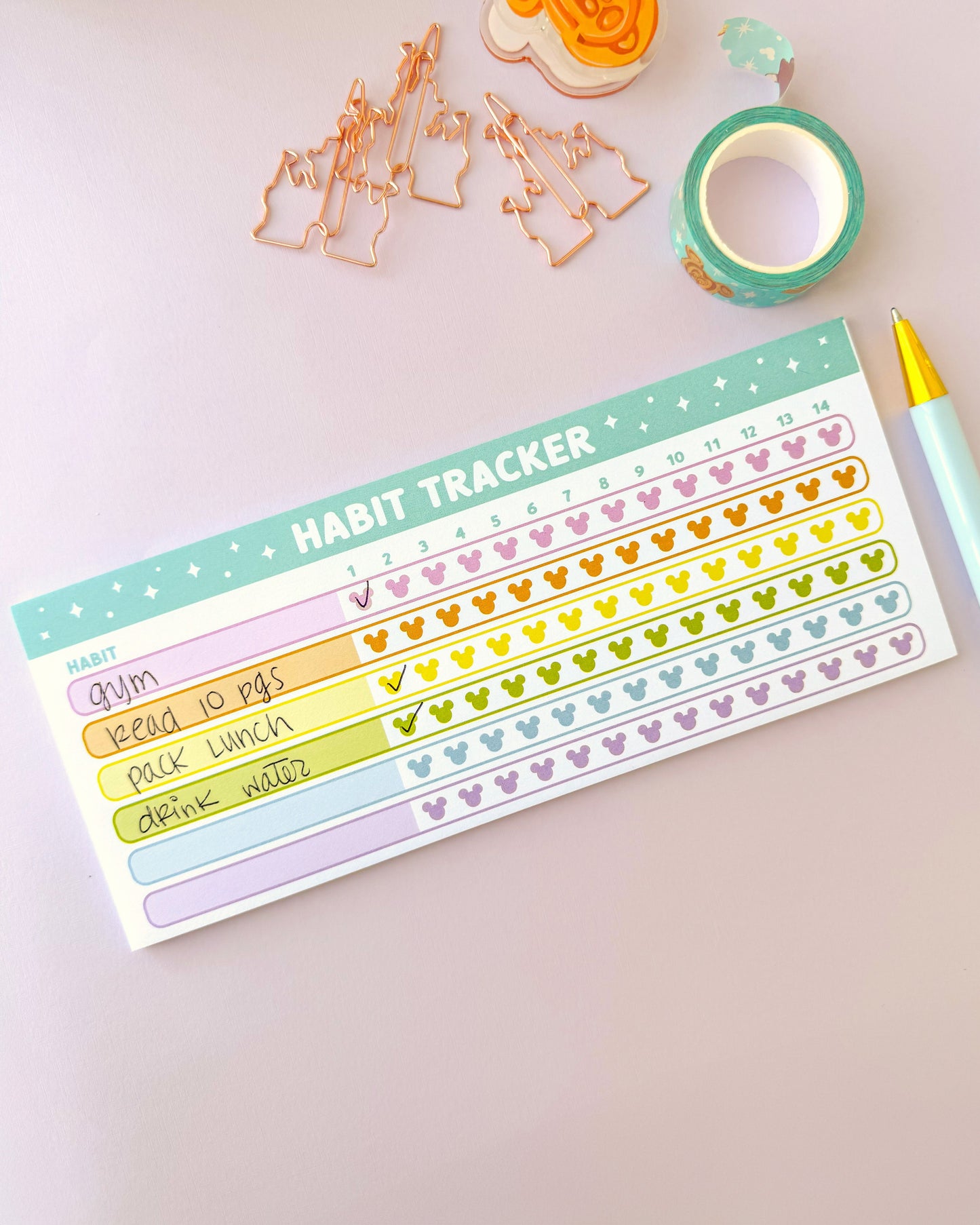 Hidden Mickey 14 Day Challenge Habit Tracker Notepad