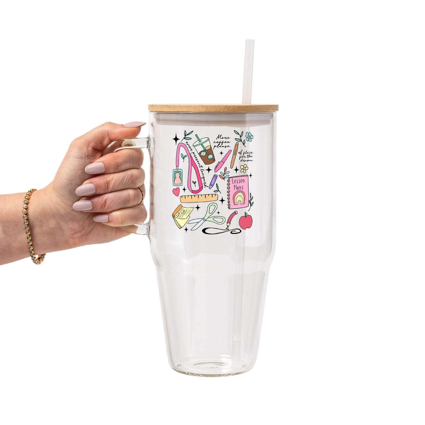 Teacher Mode Glass Cup, Mug & Tumbler with Lid and Straw