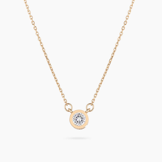 Gold Plated Sterling Silver Mini Bezel CZ Necklace