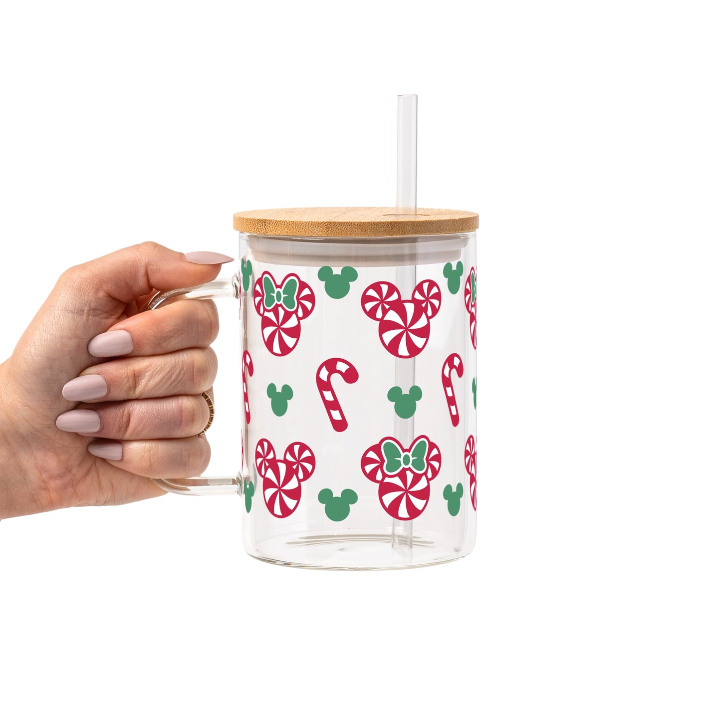 Candy Mouse Glass Cup, Mug & Tumbler with Lid and Straw