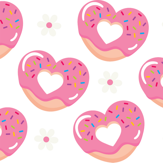 Valentine's Day Pink Donut Heart Glass Cup, Mug & Tumbler with Lid and Straw