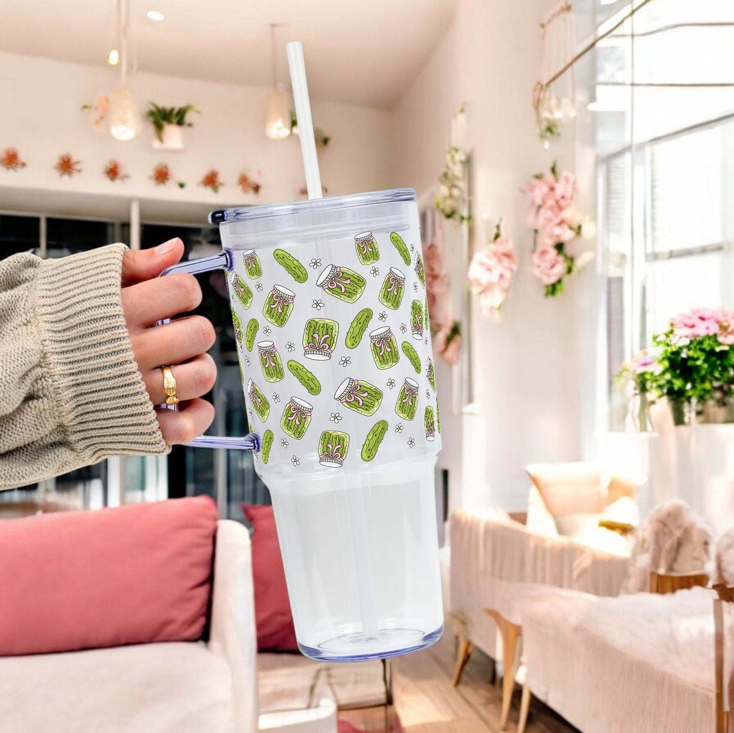 Coquette Pickle Glass Cup, Mug & Tumbler with Lid and Straw