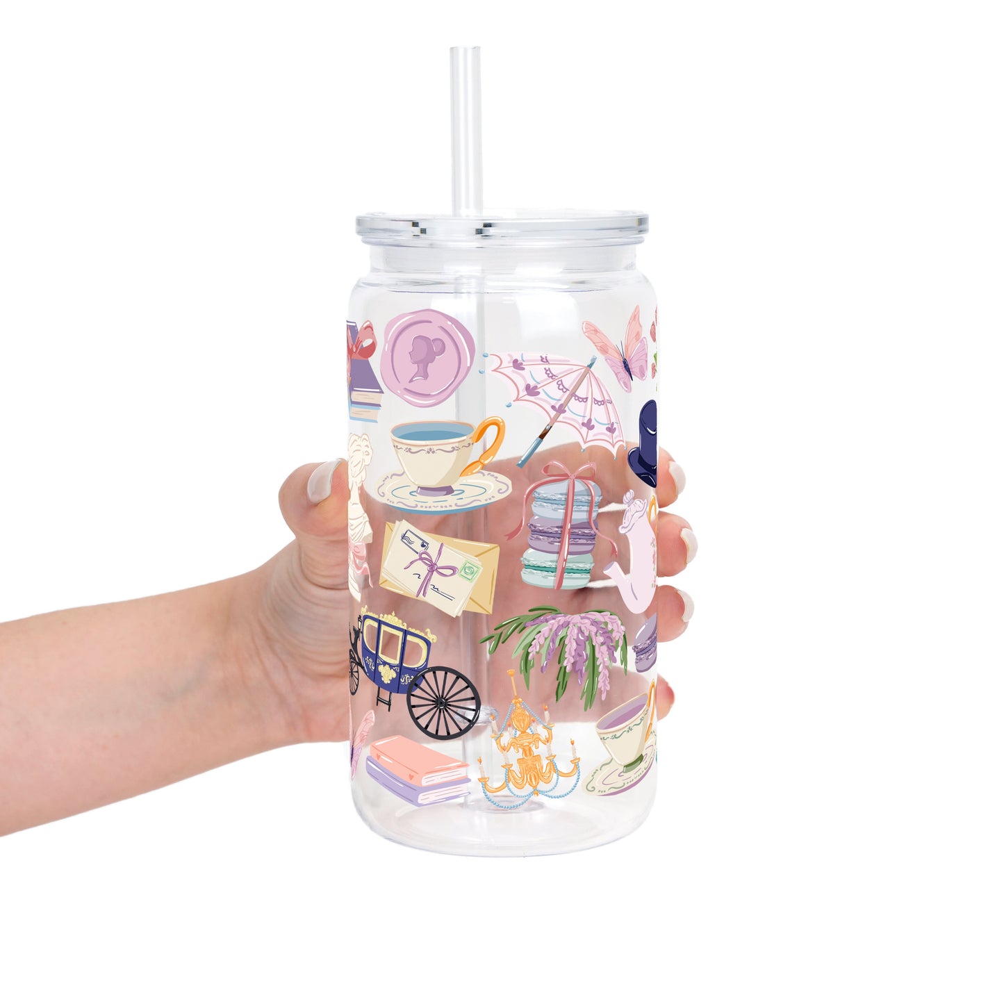 Regency Book Girl Glass Cup, Mug & Tumbler with Lid and Straw