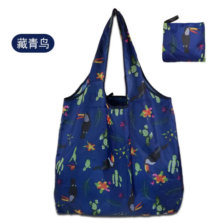 Large Foldable Reusable Shopping Tote Bag, Eco Grocery & Beach Shoulder Bag, Packable Polyester