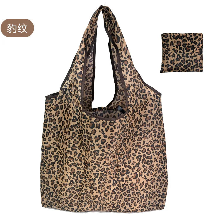 Large Foldable Reusable Shopping Tote Bag, Eco Grocery & Beach Shoulder Bag, Packable Polyester