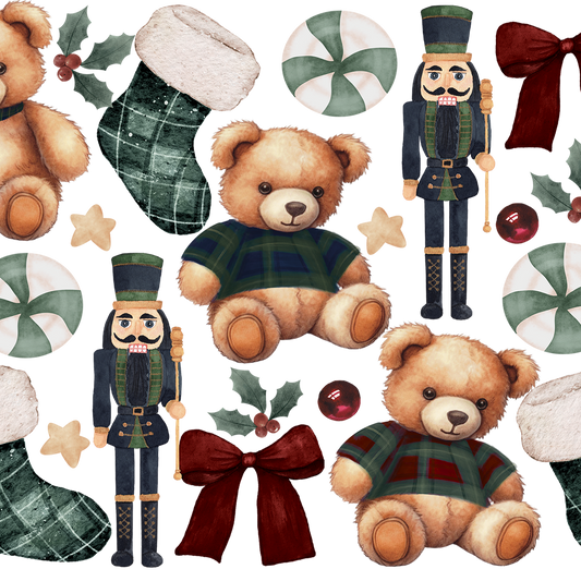 Plaid Teddy Christmas Glass Cup, Mug & Tumbler with Lid and Straw