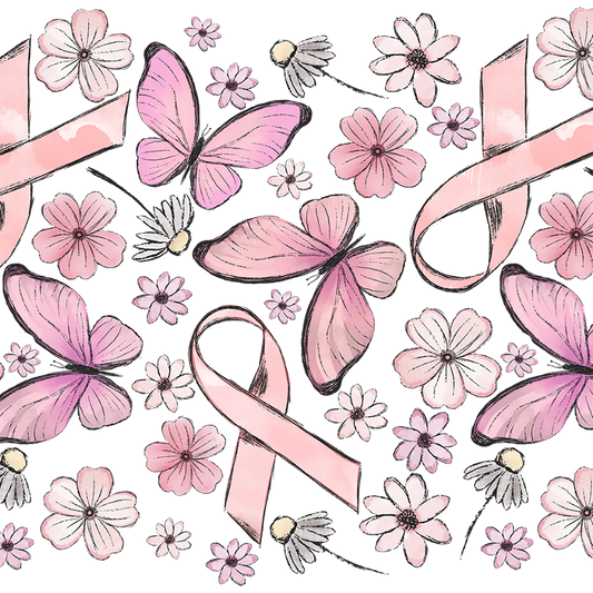 Breast Cancer Awareness Pink Ribbon Glass Cup, Mug & Tumbler with Lid and Straw