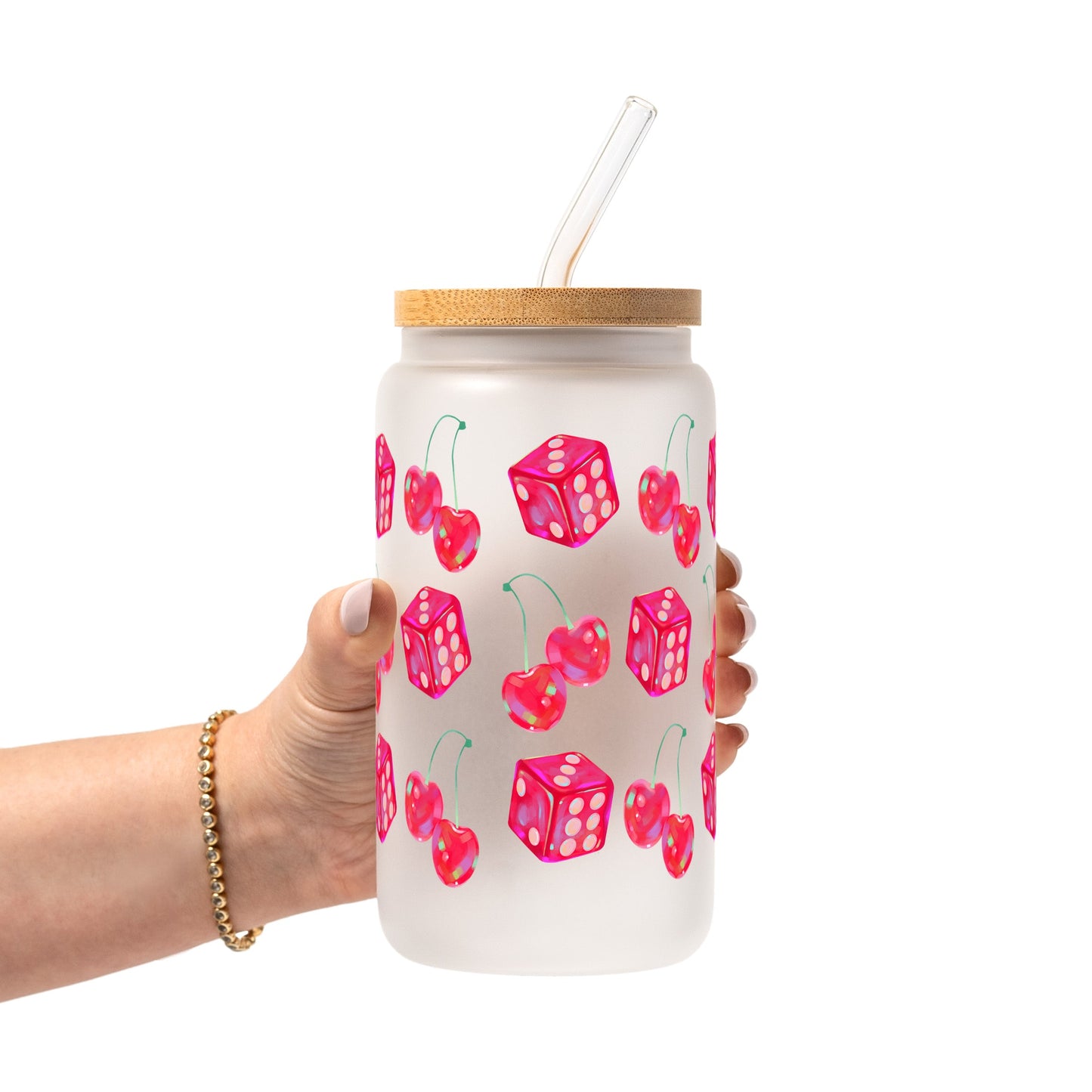Lucky Girl Glass Cup, Mug & Tumbler with Lid and Straw