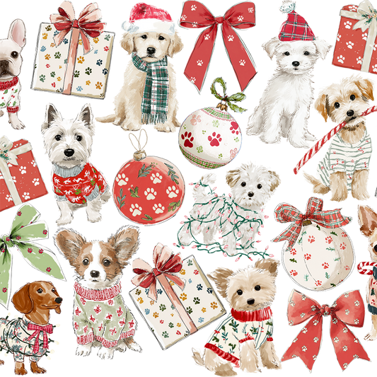 Holiday Pups Glass Cup, Mug & Tumbler with Lid and Straw