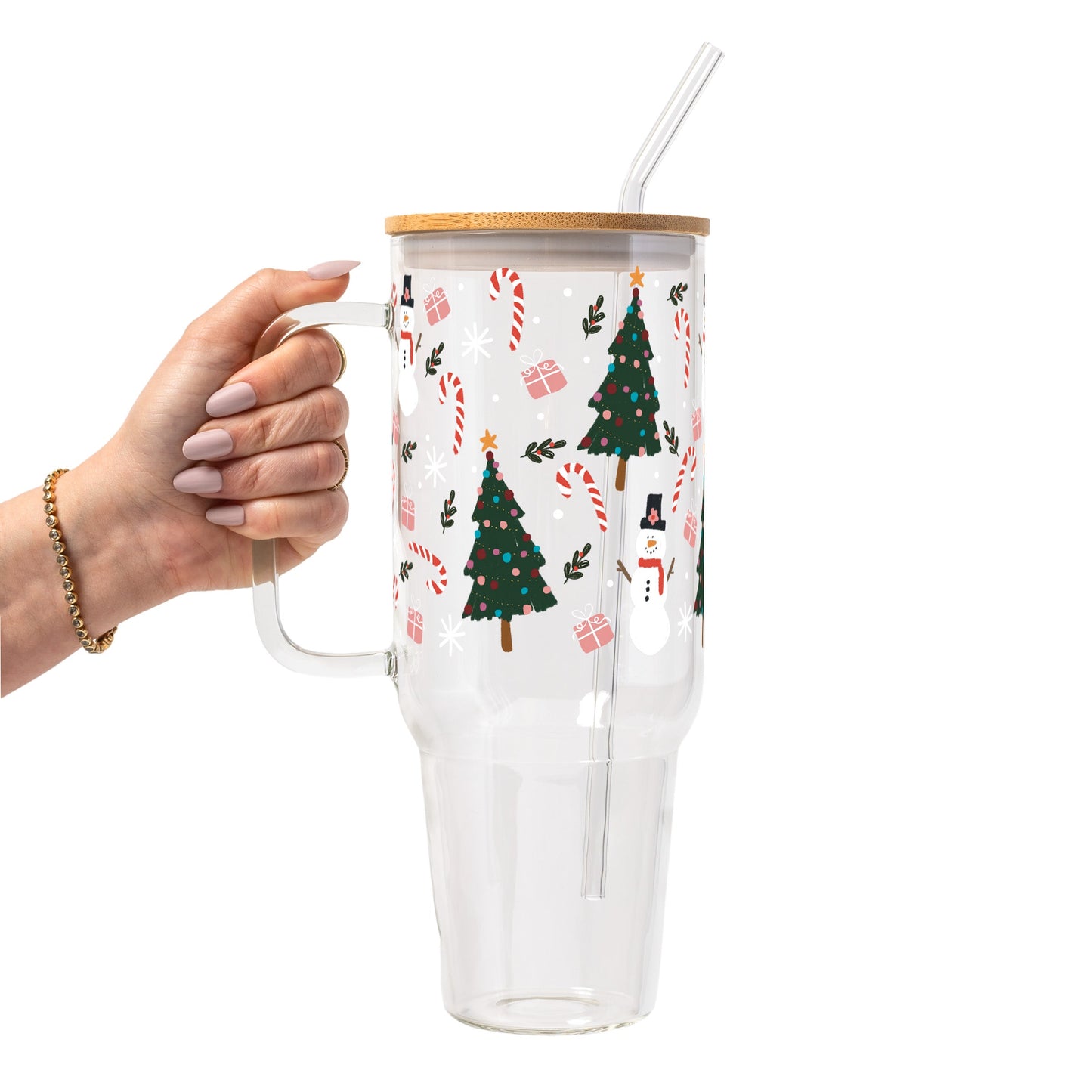 Jolly Little Christmas Glass Cup, Mug & Tumbler with Lid and Straw