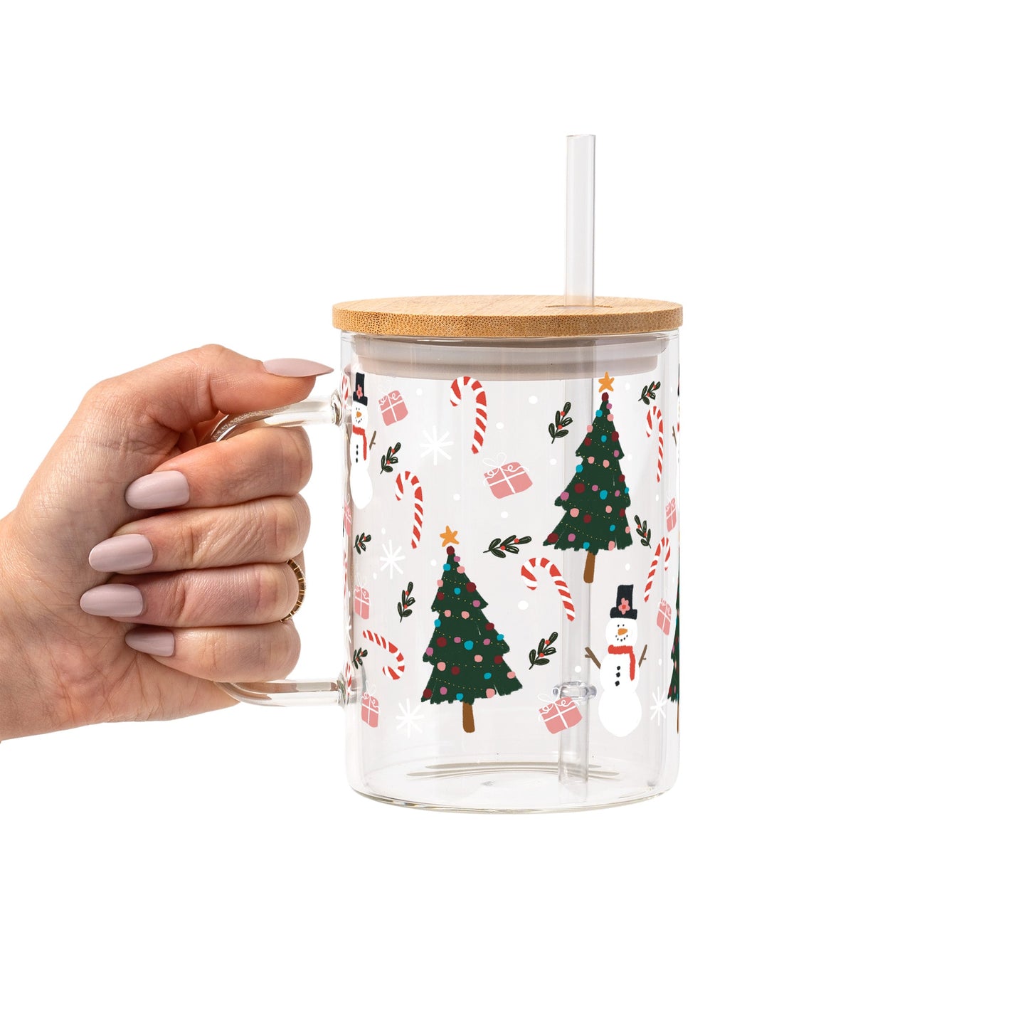 Jolly Little Christmas Glass Cup, Mug & Tumbler with Lid and Straw