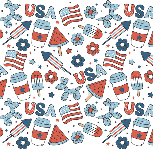 Patriotic Summer Vibes Glass Cup, Mug & Tumbler with Lid and Straw