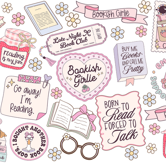 Bookish Girly Glass Cup, Mug & Tumbler with Lid and Straw