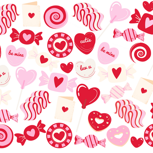 Valentine's Day Sweets Glass Cup, Mug & Tumbler with Lid and Straw