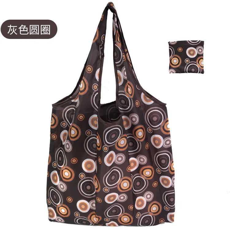Large Foldable Reusable Shopping Tote Bag, Eco Grocery & Beach Shoulder Bag, Packable Polyester