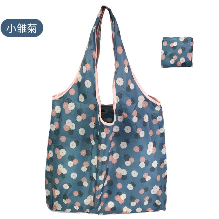 Large Foldable Reusable Shopping Tote Bag, Eco Grocery & Beach Shoulder Bag, Packable Polyester