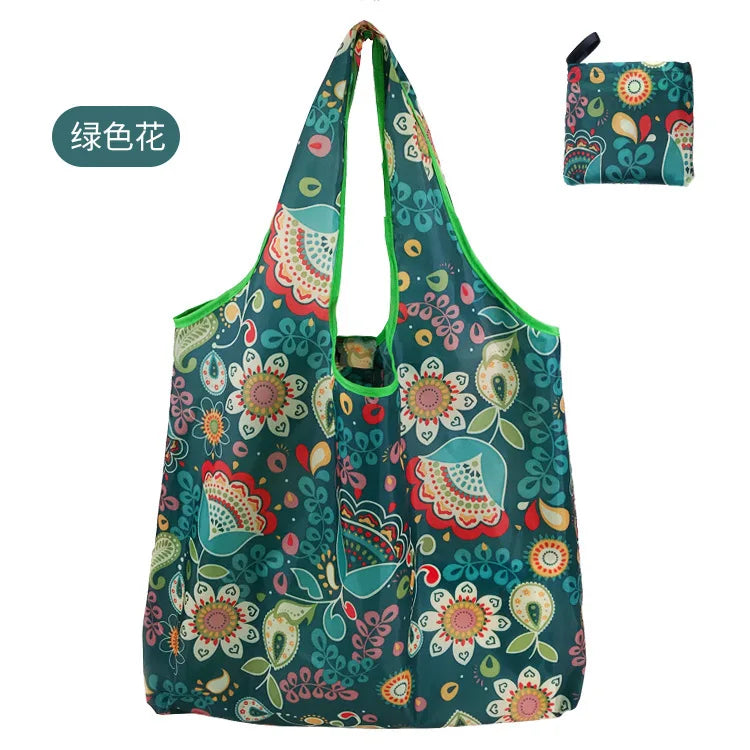 Large Foldable Reusable Shopping Tote Bag, Eco Grocery & Beach Shoulder Bag, Packable Polyester