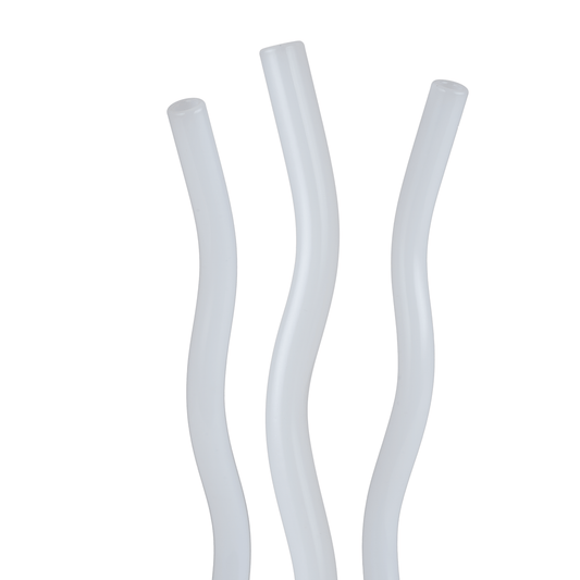 Single White Glass Reusable Squiggle Straw