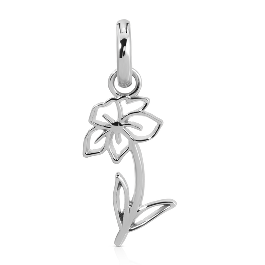 March Aquamarine Birthstone Charm - Flower (Daffodil)