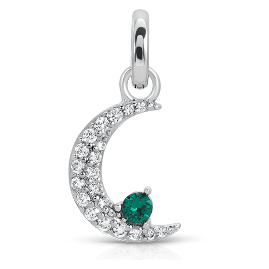 May Emerald Birthstone Charm - Moon