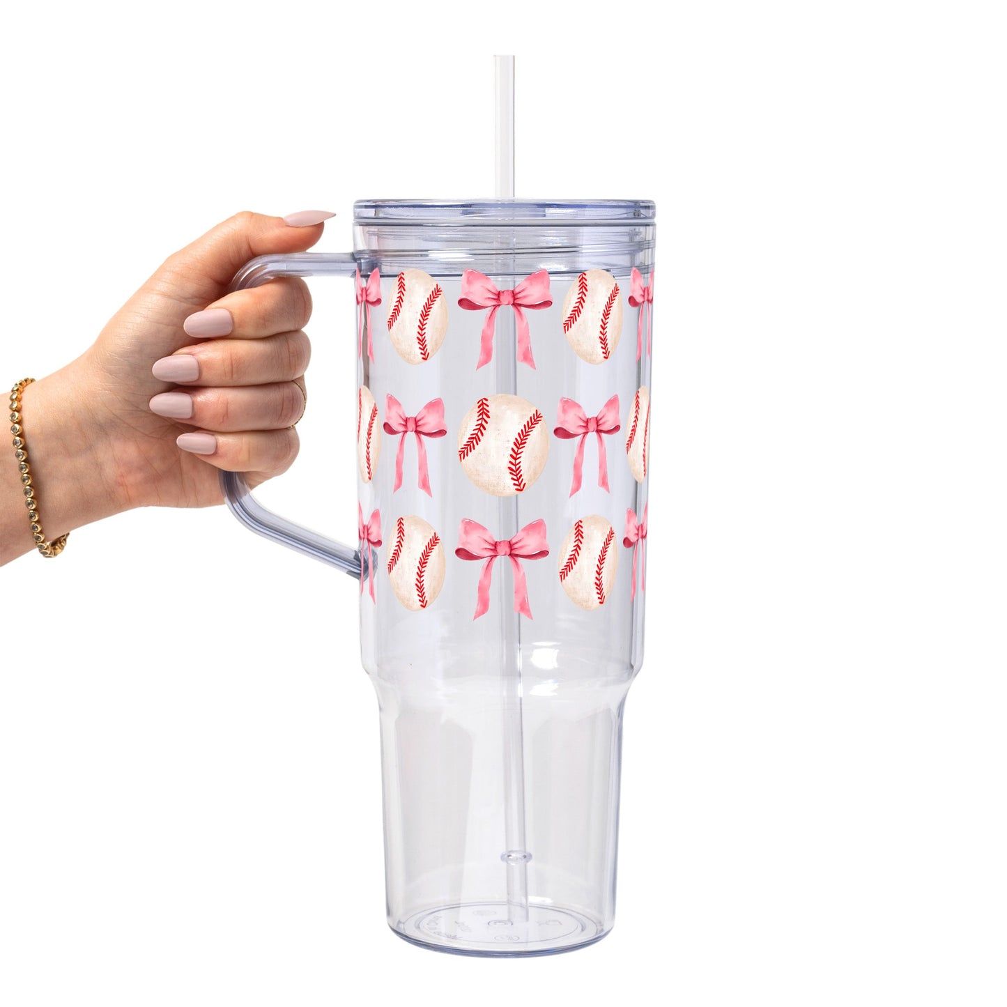 Coquette Baseball Glass Cup, Mug & Tumbler with Lid and Straw