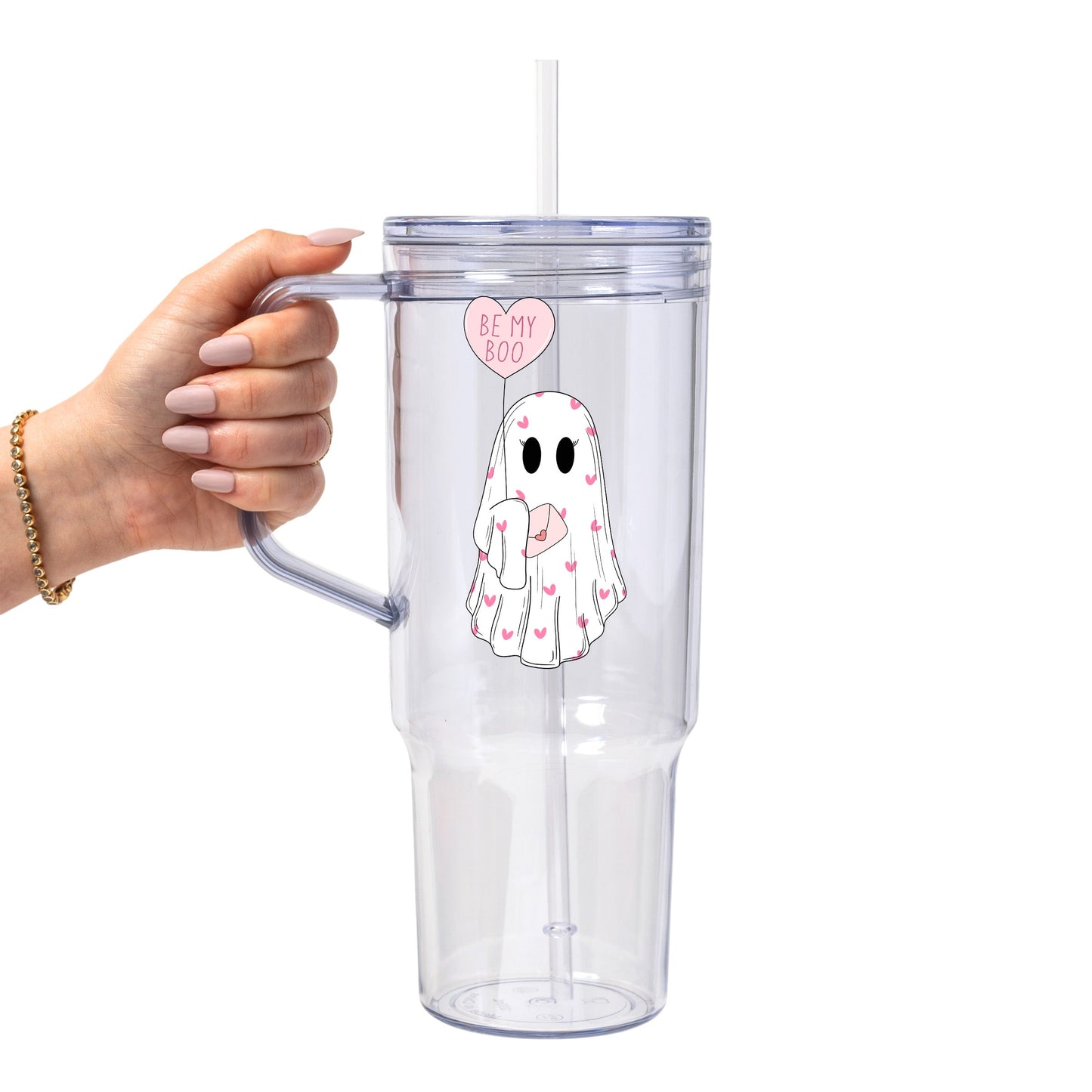 Be My Boo Ghostie Glass Cup, Mug & Tumbler with Lid and Straw