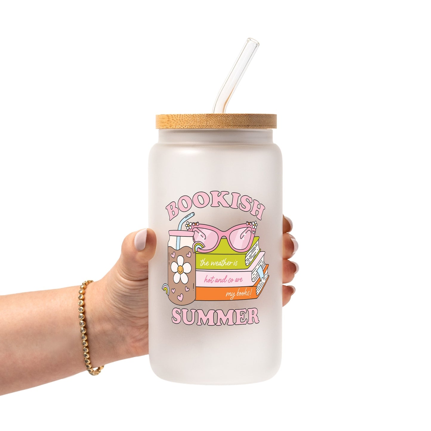 Bookish Summer Glass Cup, Mug & Tumbler with Lid and Straw